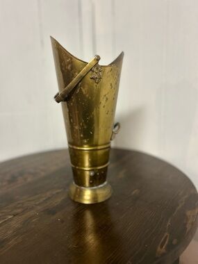 Large Vintage Brass Decorative Vase or Coal Scuttle - Gold Finish and Patina